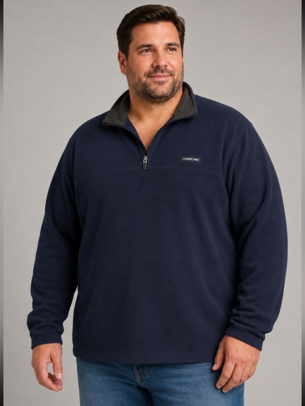 Lands’s End Navy Blue Quarter Fleece zip xxLT
